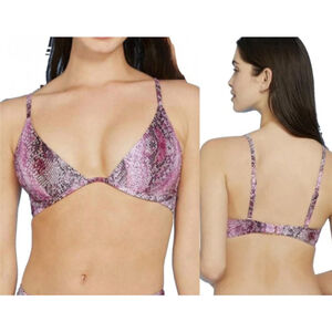 Shade & Shore Bikini Top Womens 34DD Pink Snakeskin Underwire Beach Summer NWT